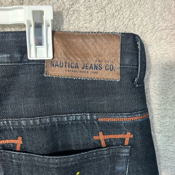 Nautica Mens Dark Blue Straight Fit Stretch Denim  Size 40x32 Y2K Grunge - Picture 7 of 8